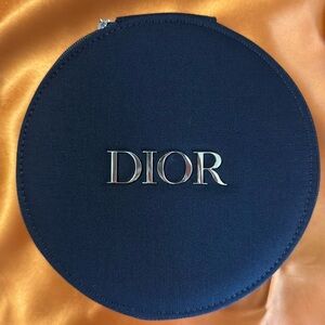 Dior Beauty NIB makeup bag round navy color.
